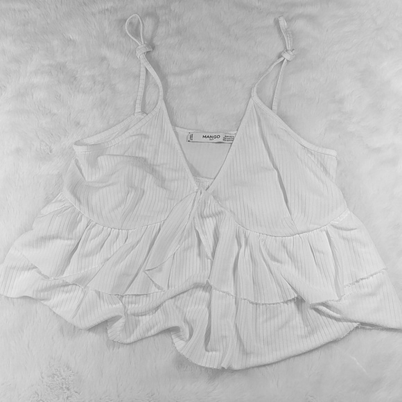 Mango Tops - Frilly Layered ruffles spaghetti strap crop top